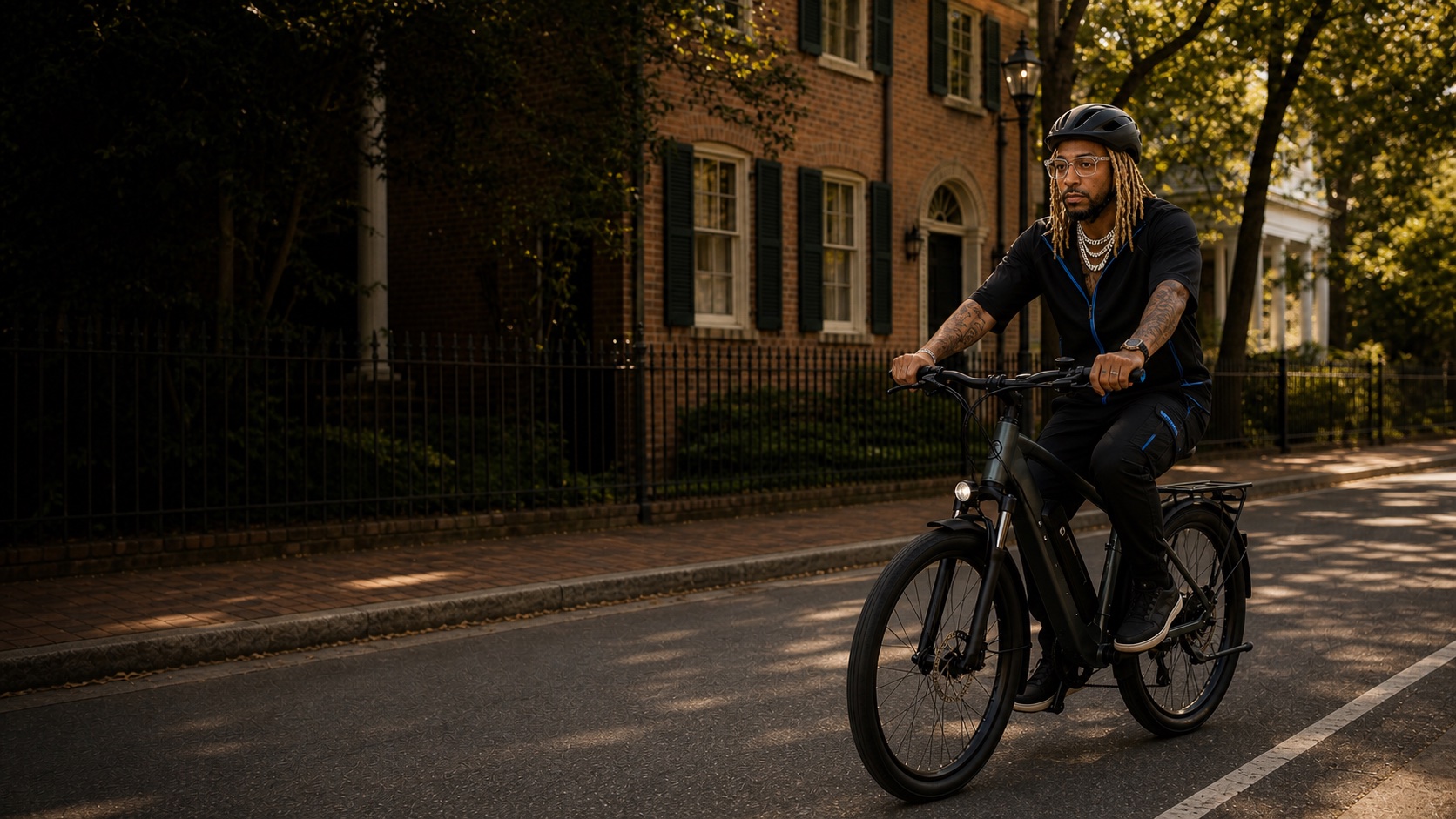 DaPoint editorial image of a helmeted e-bike rider